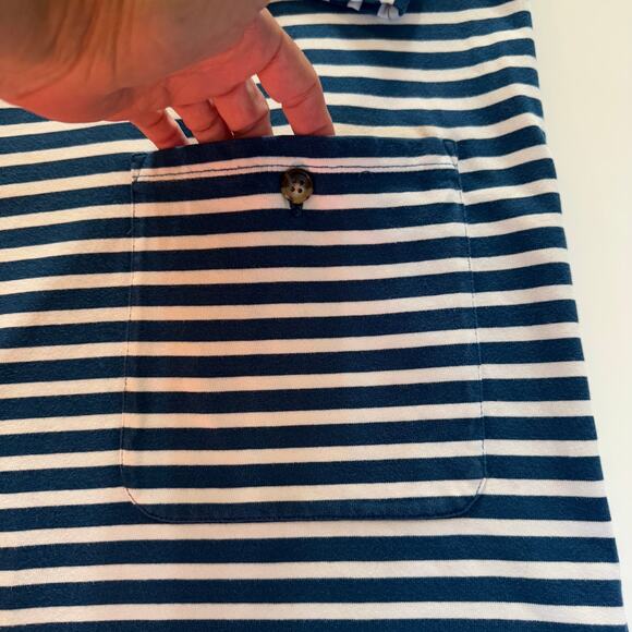 J. Crew Knit Front Pocket Blue White Stripe Shift Dress Size Medium EUC Preppy - Picture 4 of 10